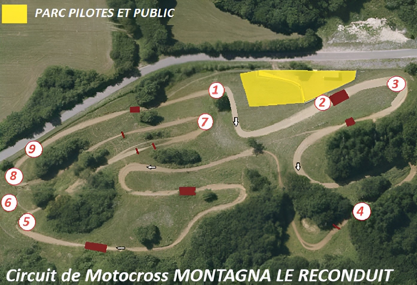 Vue aérienne du terrain de moto cross Curny